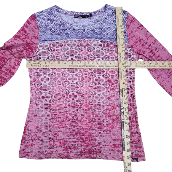 PrAna Lottie Lightweight Pink & Purple Jersey Knit Burnout Tee Size S - Picture 8 of 9